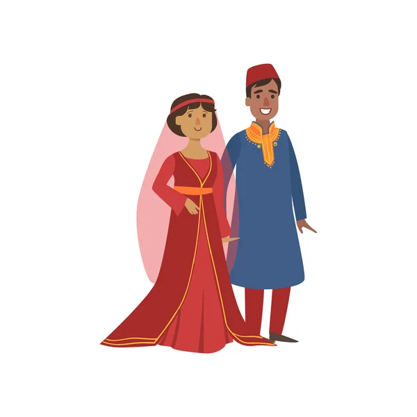 Couple In Turkish National Clothes — Stock Vector