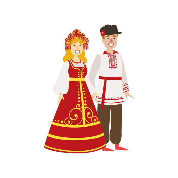 Пара в русской национальной одежде
