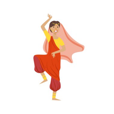 Kadın peçe ve geniş pantolon Hindu tiyatroda dans