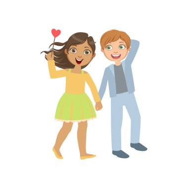 Erkek ve kız aşık birlikte yürüme