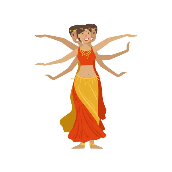 妇女 1000年武器印度舞 — 图库矢量图片