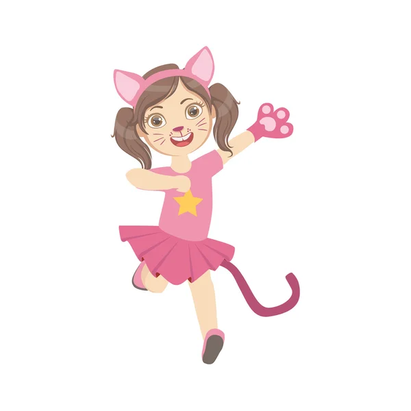 Fille portant le costume animal chat — Image vectorielle