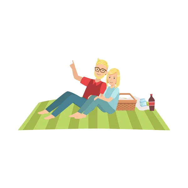 Paar Stargazing op picknick — Stockvector