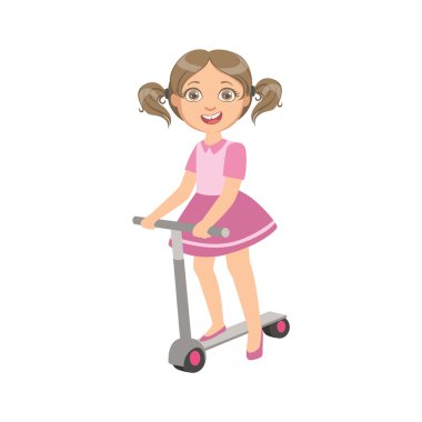 Scooter sürme Ponytails kızla