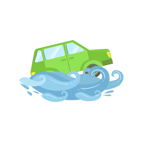 Voiture emportée par les inondations — Image vectorielle