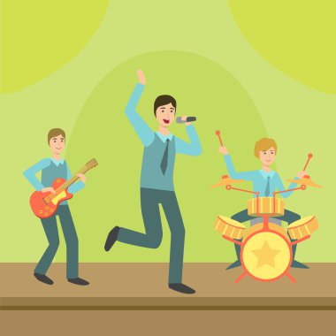 Sahnede müzik grubu çalıyor