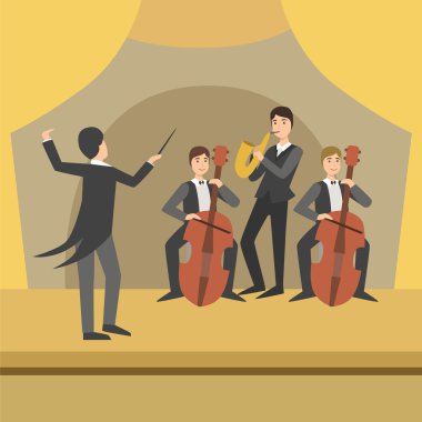 Trio saksafon ve iki çello onların yönetmen ile gerçekleştirme