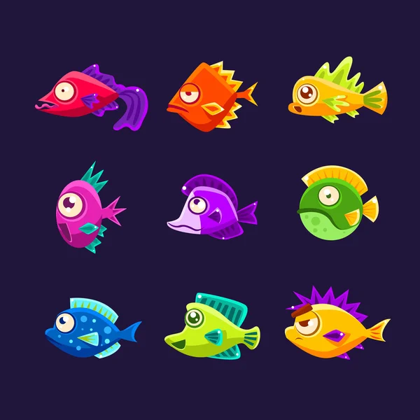 Collection de poissons tropicaux colorés — Image vectorielle