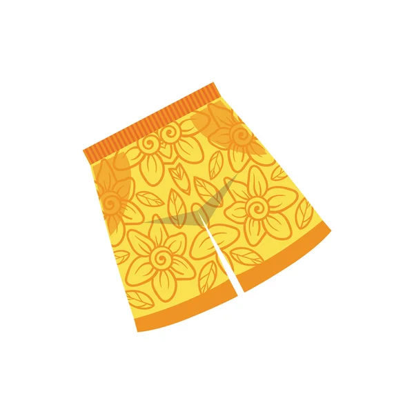 Par de pantalones cortos de baño amarillos con motivo floral — Vector de stock
