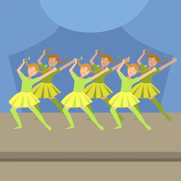 Kids Synchronized Modern Dance Performance — Stock Vector