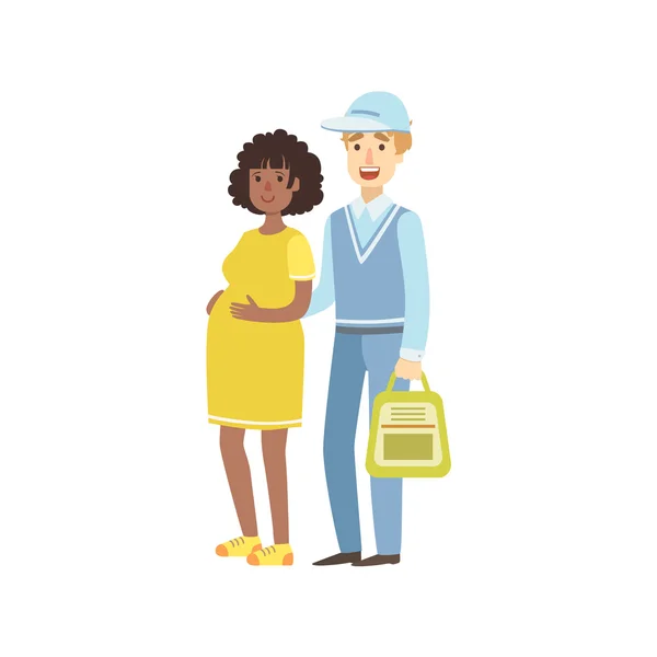 임산부 를 돕는 자원 봉사 — 스톡 벡터