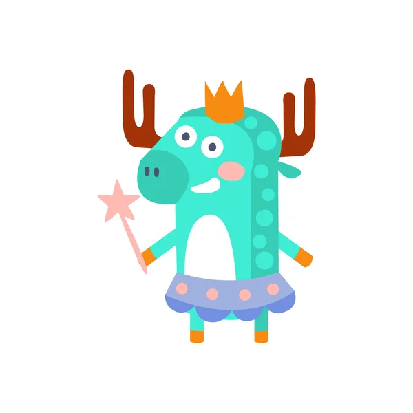 Moose con atributos del partido Girly estilizado pegatina Funky — Archivo Imágenes Vectoriales