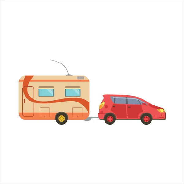 Rode auto trekken van de trailer — Stockvector