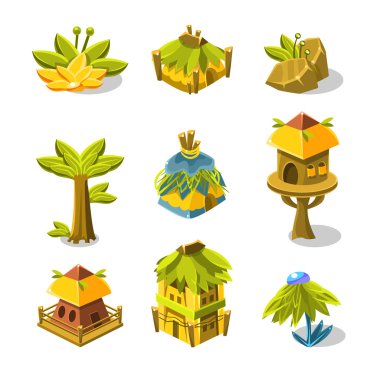 Video Oyunu Hint Köyü Tasarım Koleksiyonu Elemanları