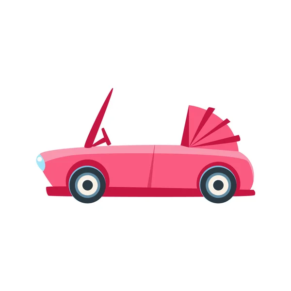Pembe Cabriolet Oyuncak Sevimli Araba Simgesi — Stok Vektör