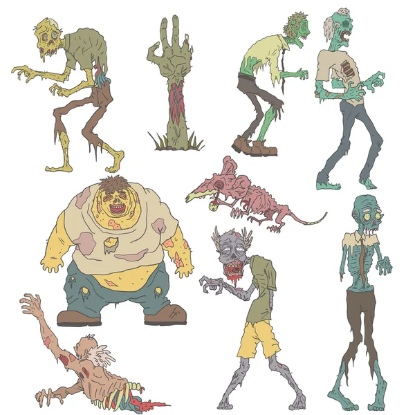 Griezelige zombies geschetst tekeningen — Stockvector