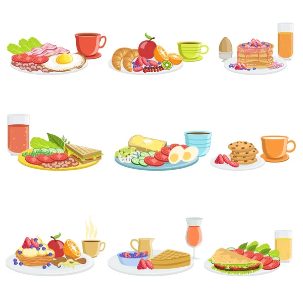 Сніданок Різні набори — стоковий вектор