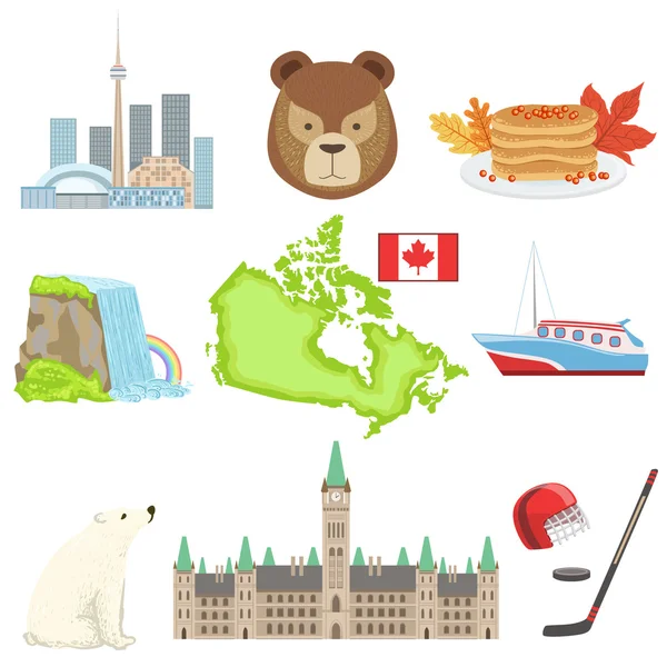 Conjunto de símbolos nacionales canadienses — Vector de stock