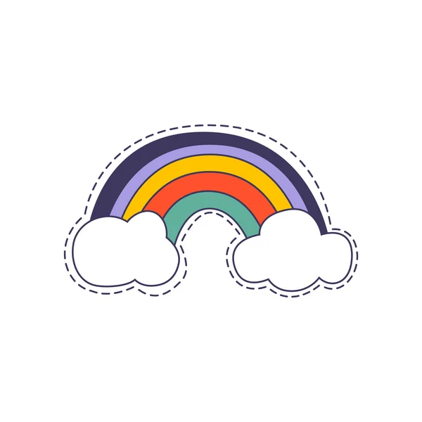Rainbow Arch Parlak Hipster Sticker — Stok Vektör