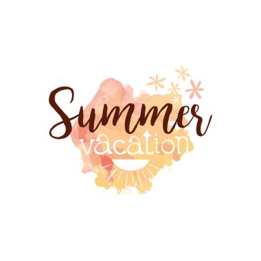 Yaz Tatili Mesajı Suluboya Stilize Etiket