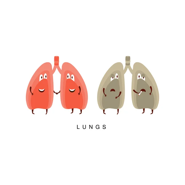 Infografika v zdravých vs nezdravých plicích — Stockový vektor