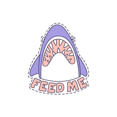 Feed Me Shark Parlak Hipster Sticker