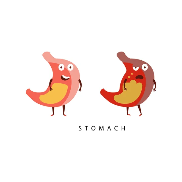 Ilustración de Infografía Estomacal Saludable vs Insalubre — Vector de stock