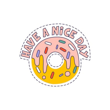 Güzel Bir Gün Donut Parlak Hipster Sticker var