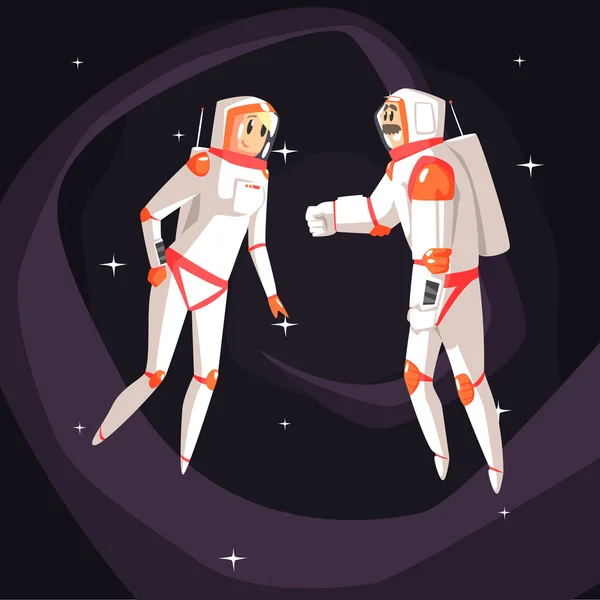 Zwei Astronauten in Raumanzügen plaudern — Stockvektor