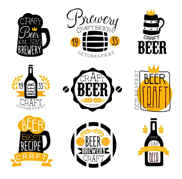 Craft Brewery Set Of Logo Design Templates — Stock Vector