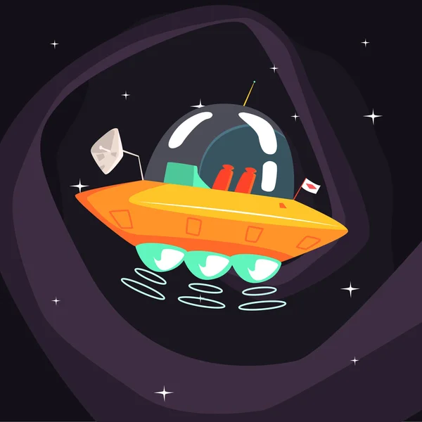Ιπτάμενος δίσκος εξωγήινο σκάφος με φανταστική μηχανή — Διανυσματικό Αρχείο
