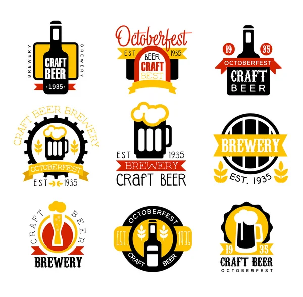 Craft Beer Set of Logo Design Templates — стоковый вектор