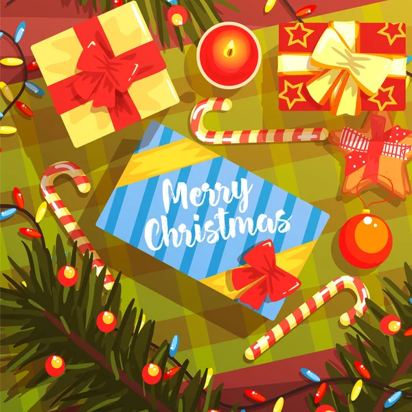 Vánoční dárky barevné ilustrace s klasickou dovolenou symboly Collection — Stockový vektor