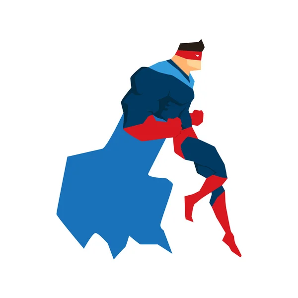 Superhéros en action, silhouette dans différentes poses — Image vectorielle