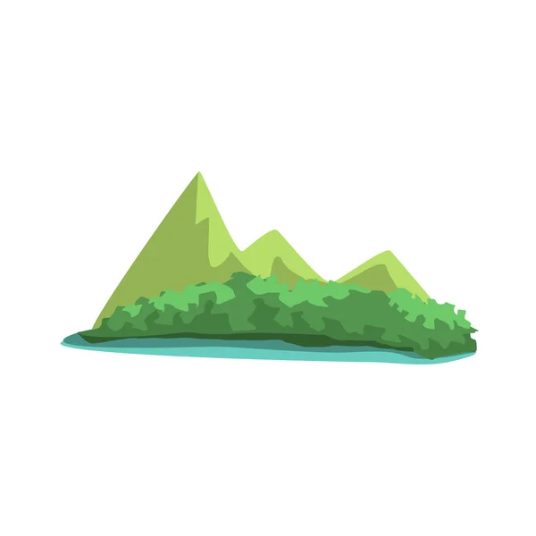 Isla tropical con vistas a las montañas Elemento de paisaje de la selva — Vector de stock