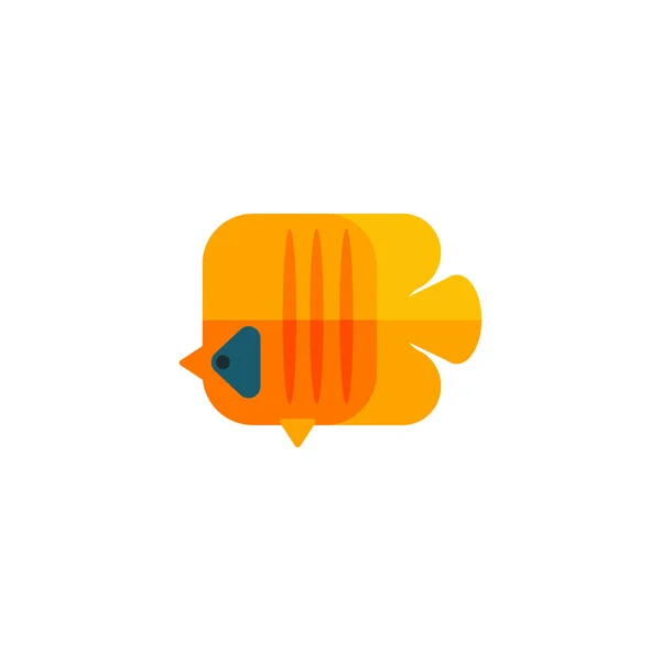 黄色の天使魚原始的スタイルの幼稚なステッカー — ストックベクタ