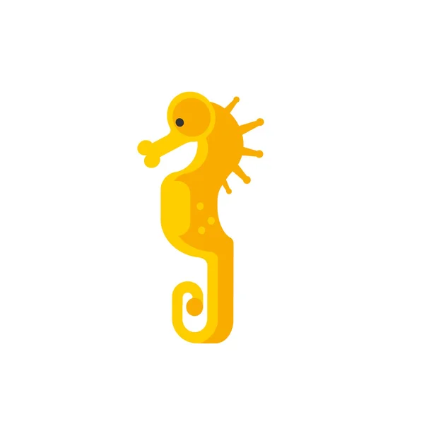 Yellow Seahorse primitiva stil barnslig klistermärke — Stock vektor