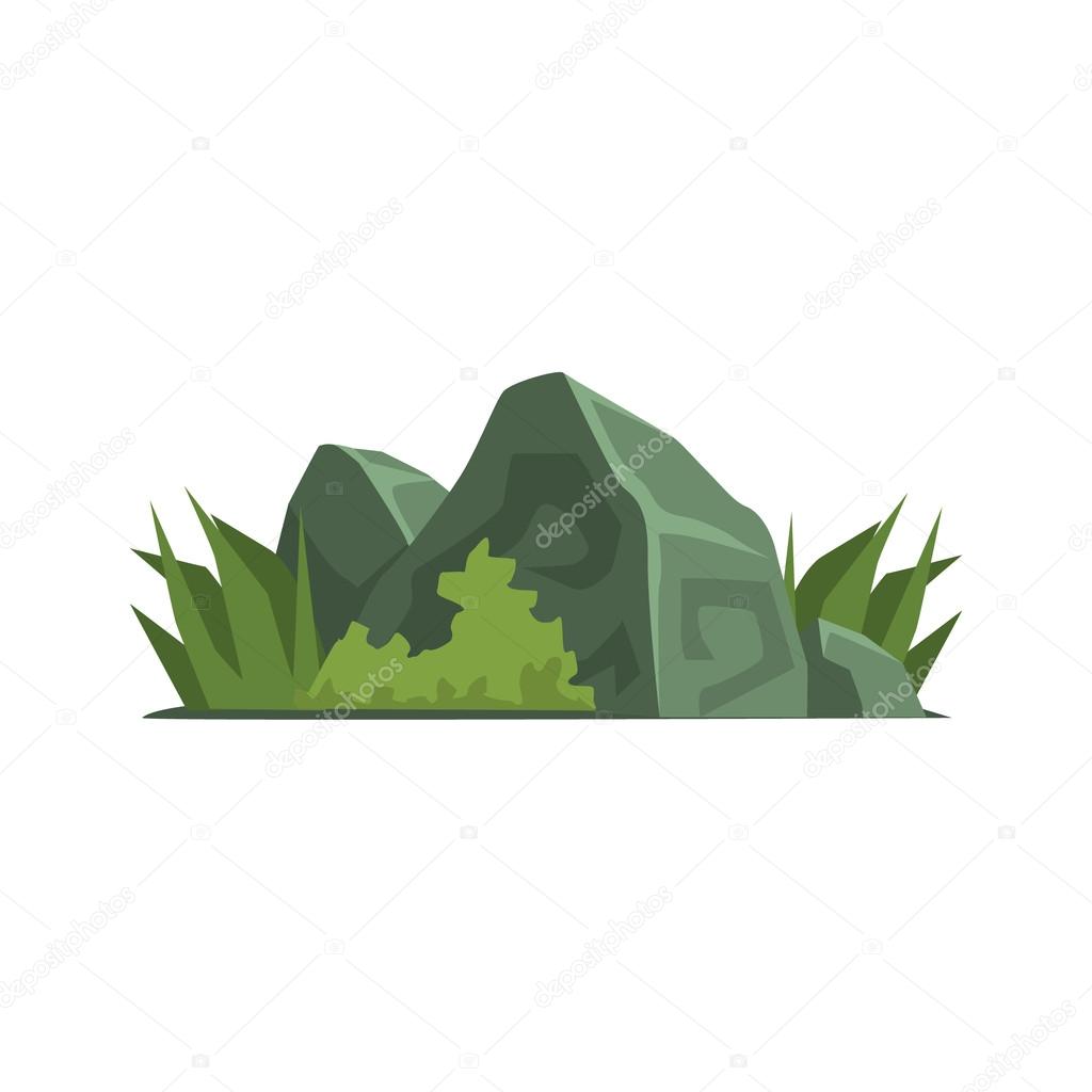 Rocks Covered With Vegetation Jungle Landscape Element