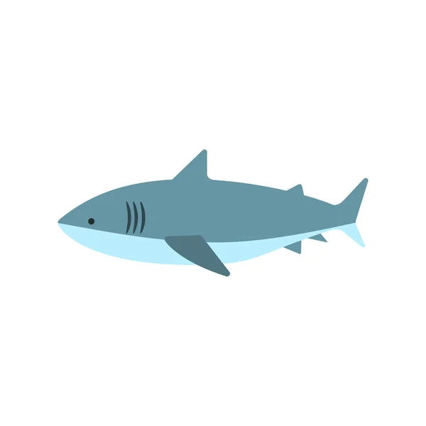 Etiqueta infantil do estilo primitivo do tubarão branco grande — Vetor de Stock