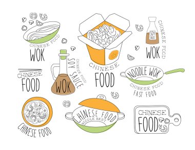 Çin Wok Noodles Promosyon Etiketler Koleksiyonu