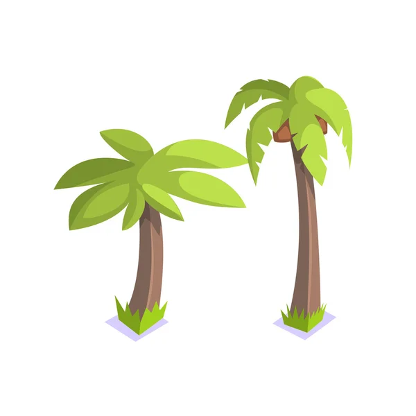 Dos palmeras Jungle Village elemento de paisaje — Archivo Imágenes Vectoriales
