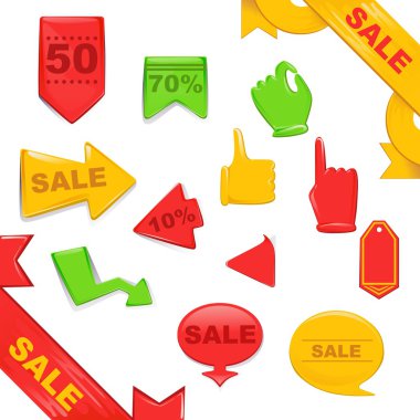 Satış Çıkartmaları Ve Afiş Şablonları Seti