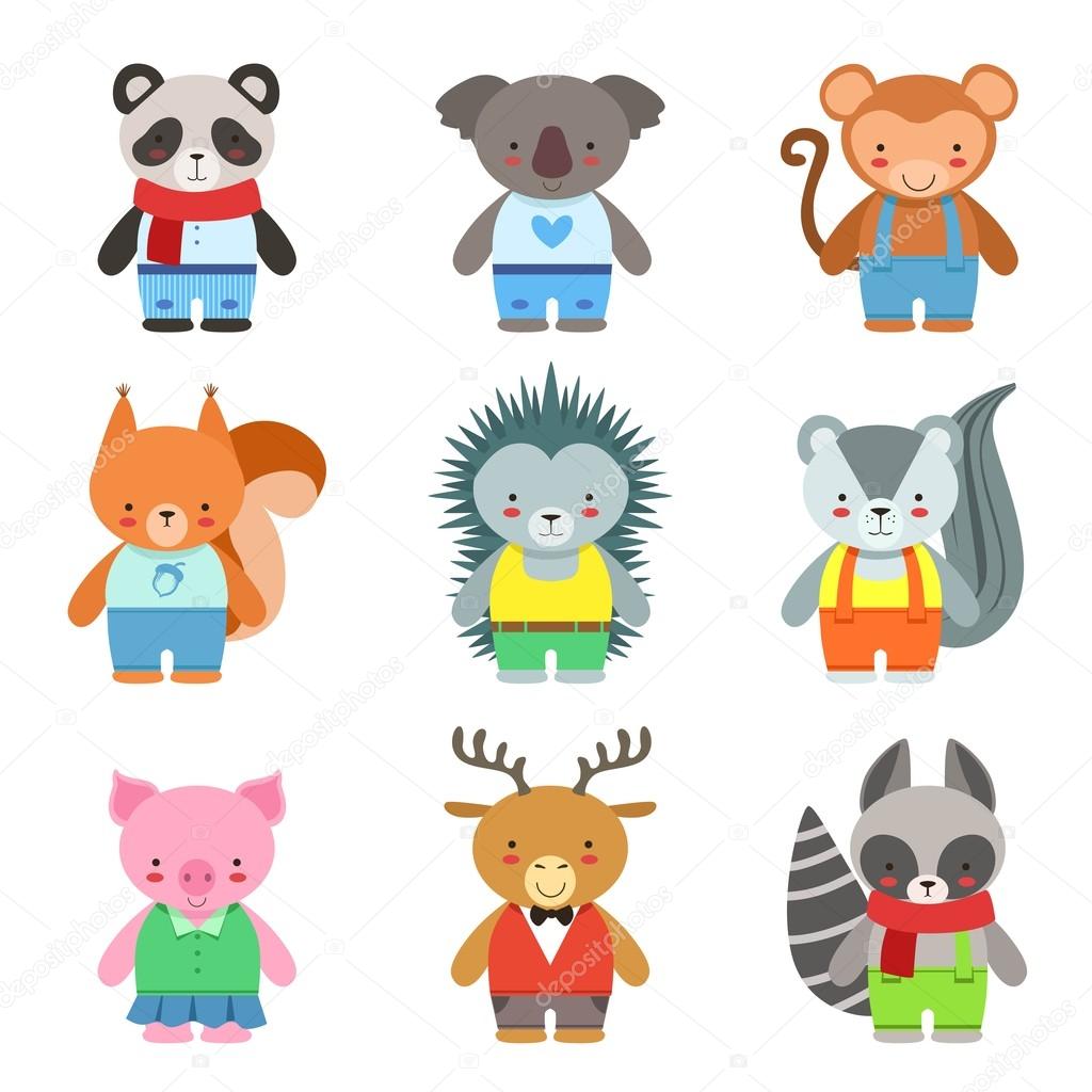 Toy Animals Dressed Like Kids Characters Set