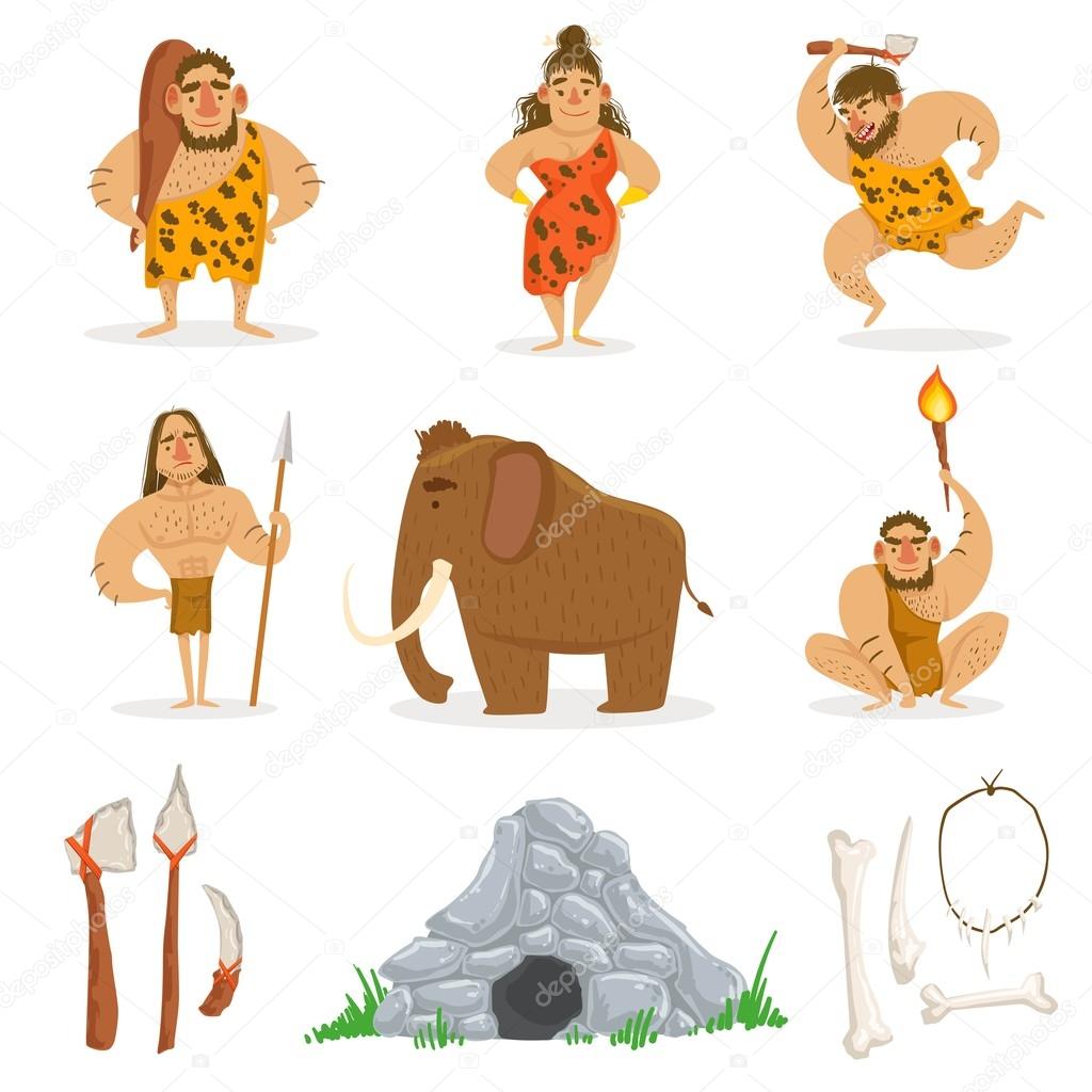 Stone Age Tribe People And Related Objects