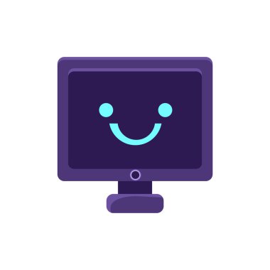 Bilgisayar ekran ilkel simgesiyle gülen yüz