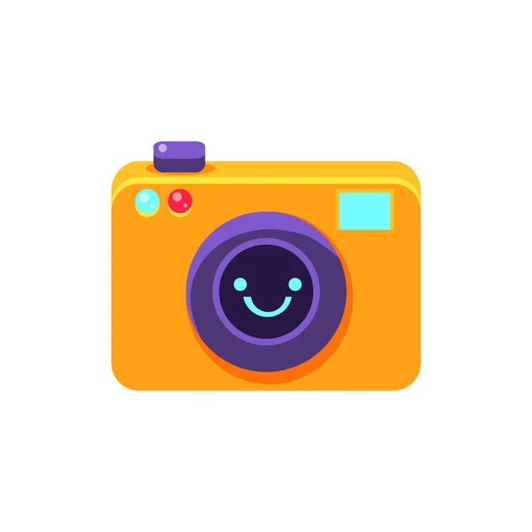 Foto câmera ícone primitivo com rosto sorridente —  Vetores de Stock