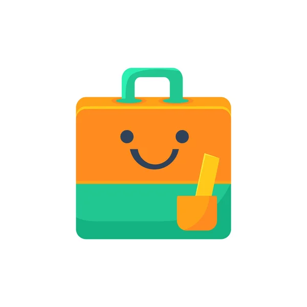 Handväska med Pocket primitiva ikonen Smiley ansikte — Stock vektor