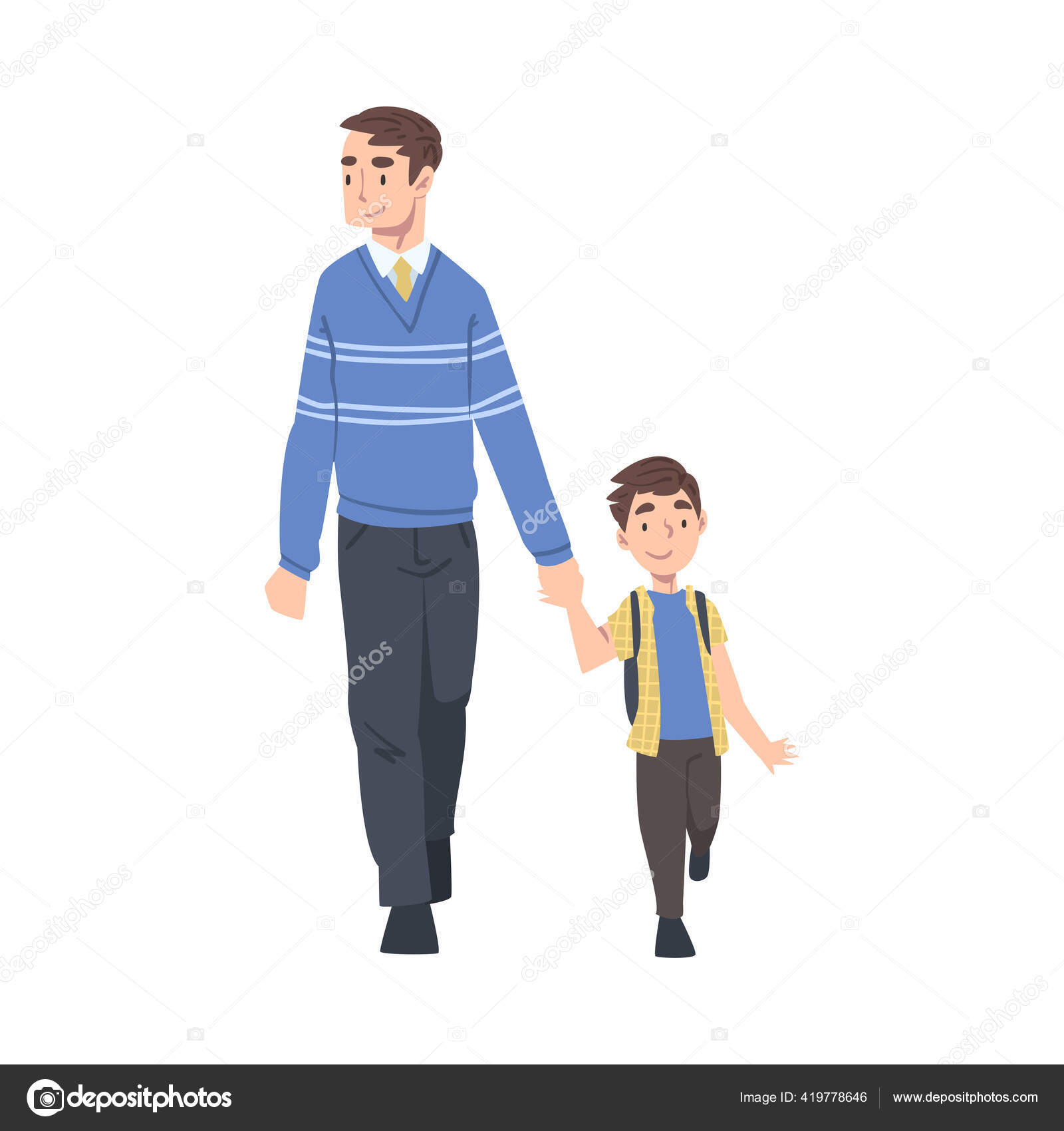 Father Taking His Son To The School In The Morning Parent And Kid With Backpack Walking Together Holding Hands Cartoon Style Vector Illustration Stock Vector Image By C Topvectors Father Taking His Son To The School In The Morning Parent And Kid With Backpack Walking Together Holding Hands Cartoon Style Vector Illustration Stock Vector Image By C Topvectors