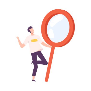 Bilgi Vektörü İllüstrasyonunu Arayan Büyük Büyüteçli Adam