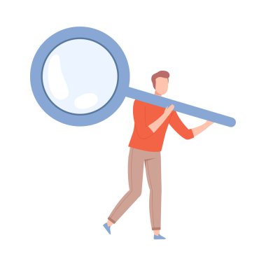 Bilgi Vektörü İllüstrasyonunu Arayan Büyük Büyüteçli Adam